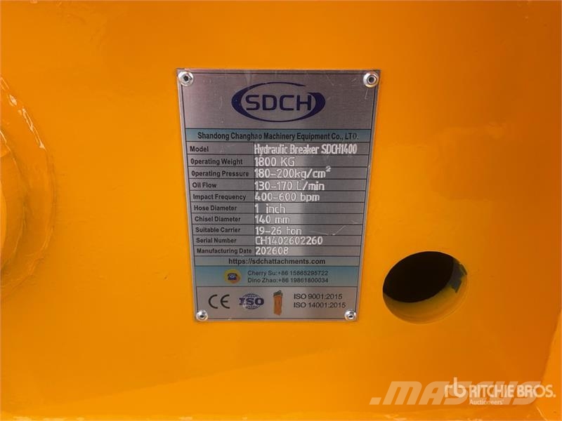  SDCH 1400 Martillo Hidraulico (Sin Usar) / Hydraul Hidrauliniai kūjai / Trupintuvai