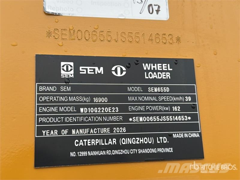 SEM 655D Cargador sobre Neumaticos (Sin Usar) / Wheel Wheel loaders