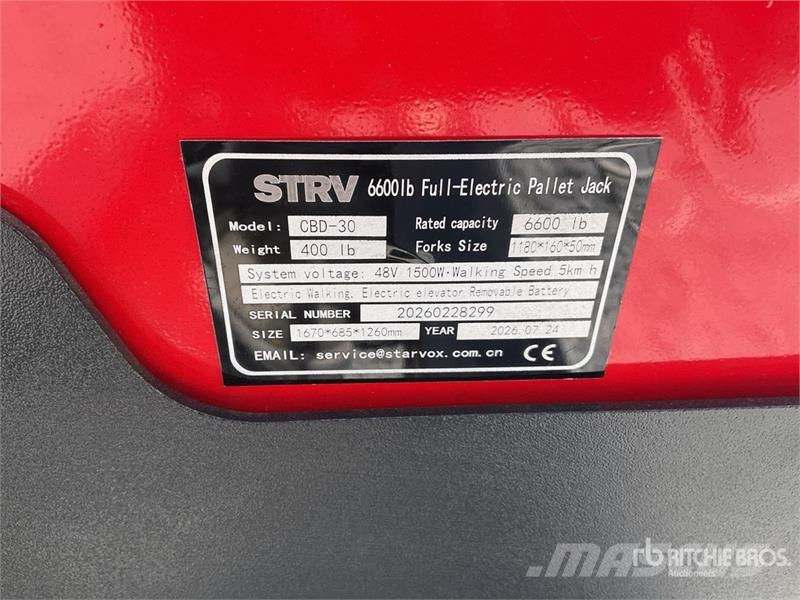  STARVOX CBD-30 6600 lb Electric Montacargas de Pat Transpaletas Manuales