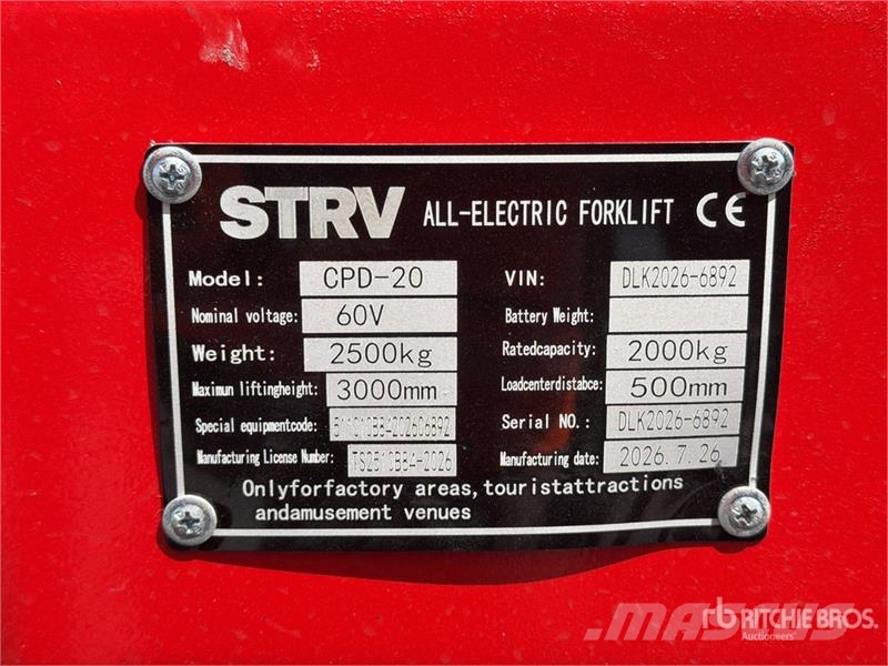  STARVOX CPD-20 4400 lb Montacargas Electrico (Sin  Carretillas de horquilla eléctrica
