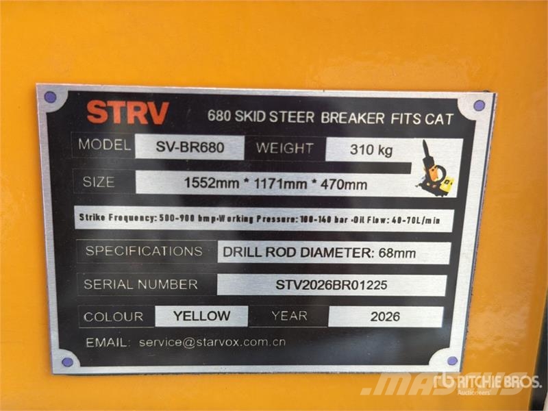 Starvox SV-BR680 Martillo Hidraulico para Minicarg Hydraulhammare