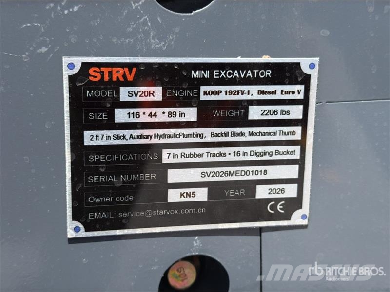 Starvox SV20R Miniexcavadora (Sin Usar) / Mini Exc Minibagger < 7t