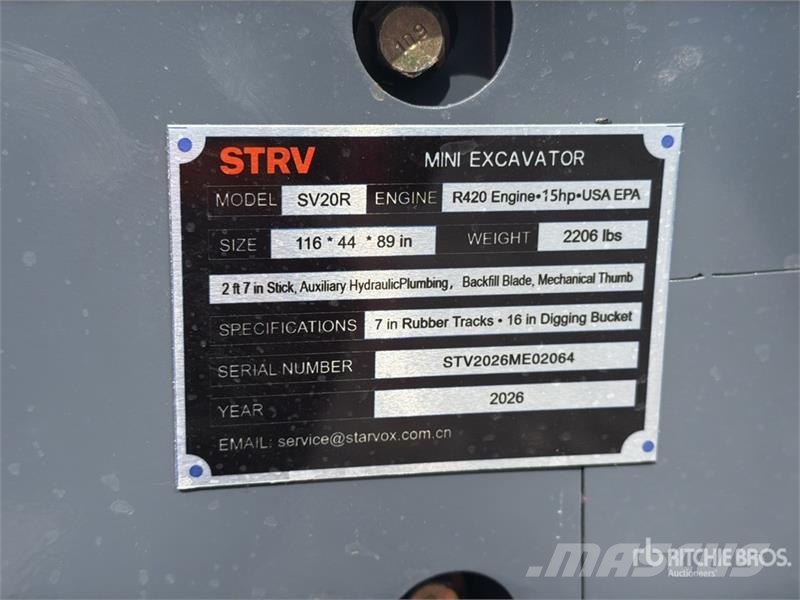 Starvox SV20R Miniexcavadora (Sin Usar) / Mini Exc Minibagger < 7t
