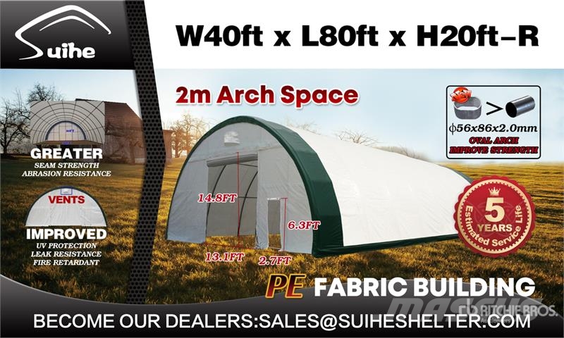 Suihe S408020R-300gPE 40 ft x 80 ft Storage Building (Un Stålrammer