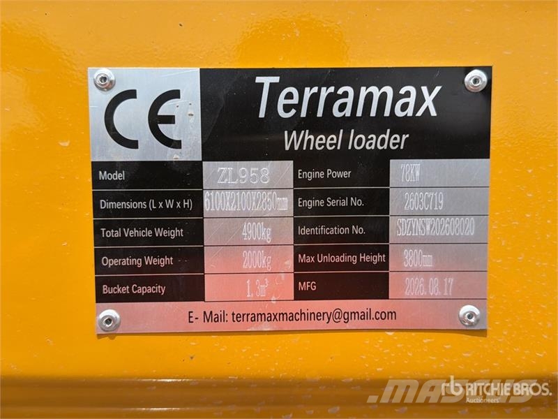 Terramax ZL958 Cargador sobre Neumaticos (Sin Usar Utovarivači na kotačima