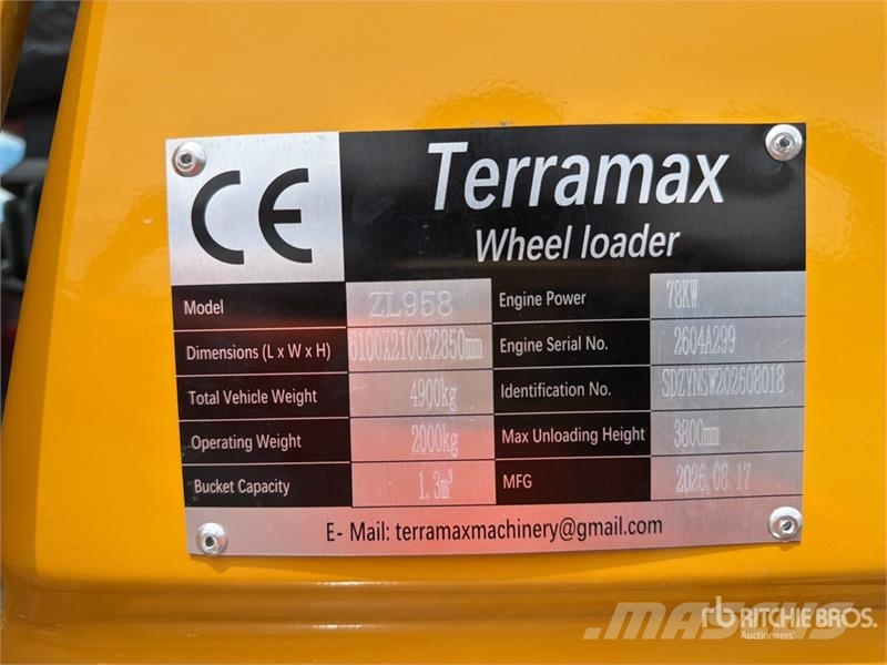 Terramax ZL958 Cargador sobre Neumaticos (Sin Usar Cargadoras sobre ruedas