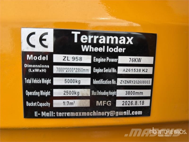 Terramax ZL958 Cargador sobre Neumaticos (Sin Usar Cargadoras sobre ruedas