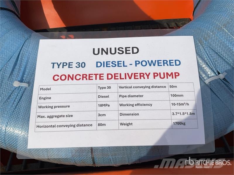  TYPE 30 Bomba de Concreto Portable (Sin Usar) / Co Betonpumpák