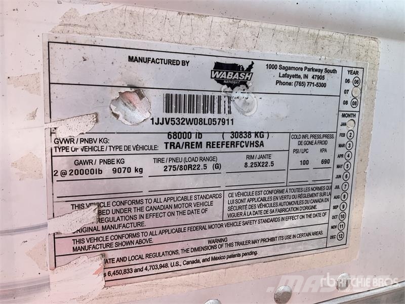 Wabash 40 ft x 102 in T/A Caja Refrigerada / Refrigerated Напівпричепи-рефрижератори
