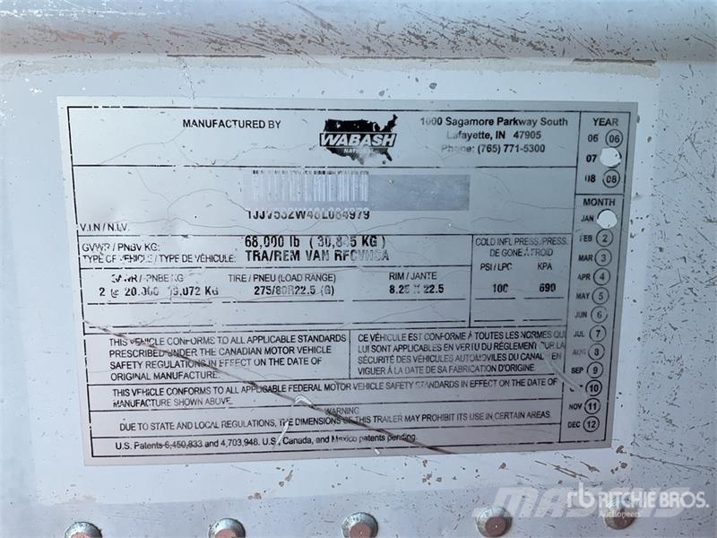 Wabash 40 ft x 102 in T/A Caja Refrigerada / Refrigerated Напівпричепи-рефрижератори