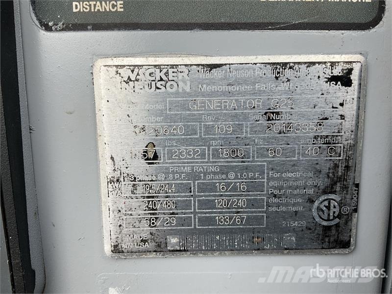 Wacker Neuson G-25 19.5 kW Skid-Mounted Planta de Luz / Generato Diesel Generatoren