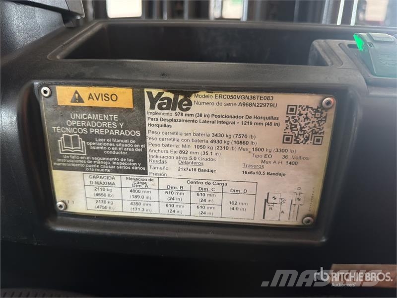 Yale ERC050VGN36TE08E 4650 lb Montacargas Electrico / E Električni viljuškari