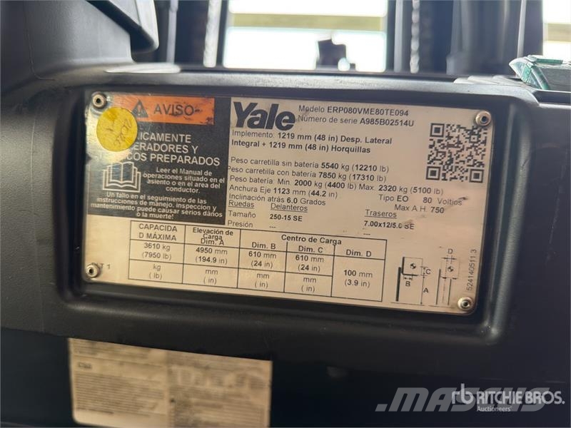 Yale ERP080VME80TE094 7950 lb Montacargas Electrico / E Akumulátorové vozíky