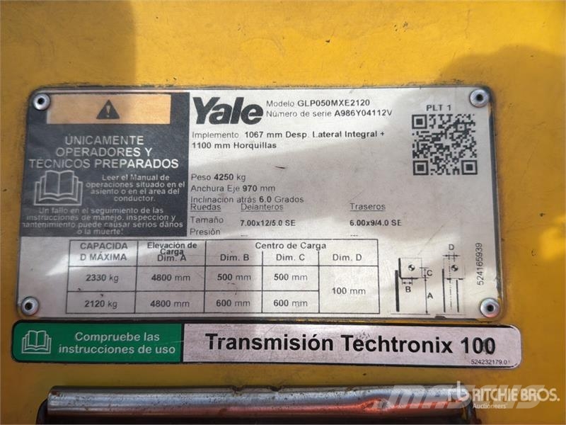 Yale GLP050MXE2120 5100 lb Cushion Tire Montacargas / F Другие складские механизмы