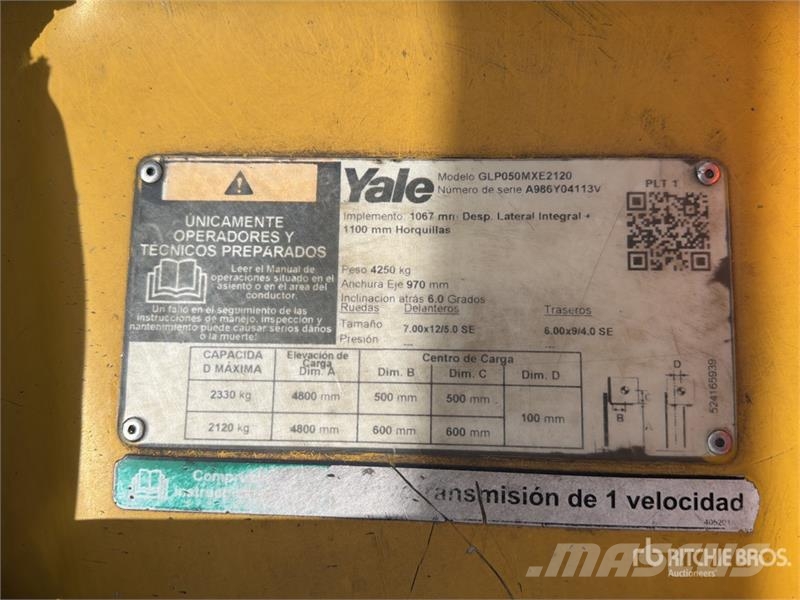 Yale GLP050MXE2120 5100 lb Cushion Tire Montacargas / F Другие складские механизмы