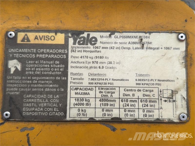 Yale GP050MXNEAE084 4000 lb Cushion Tire Montacargas /  Montacargas - otros