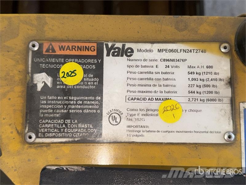 Yale MPE060LF 6000 lb Montacargas de Patin / Pallet Jac Handhubwagen