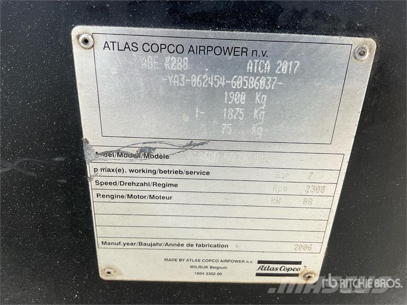 Atlas Copco XA186DD Mobile Air Compressor Kompressorid