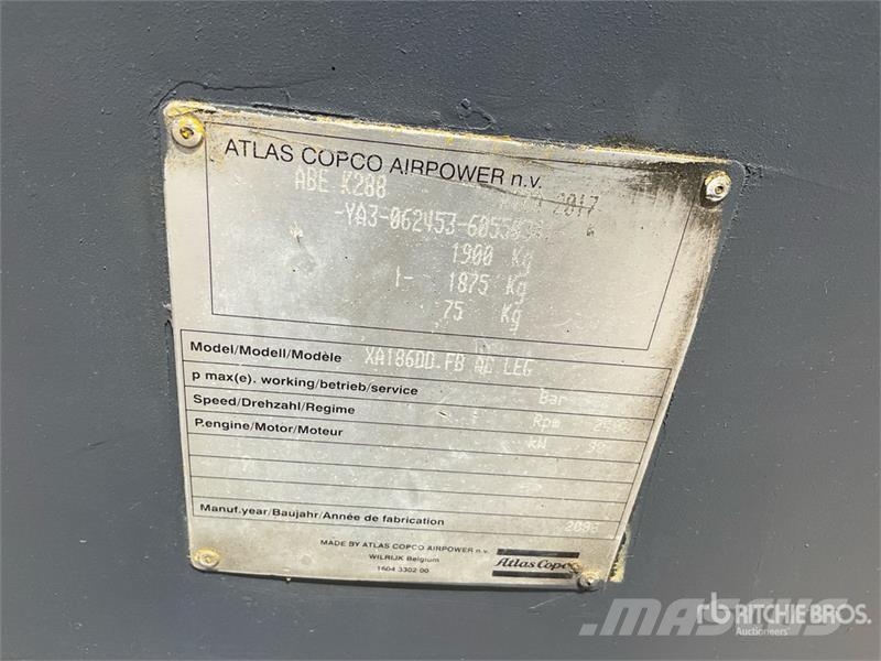 Atlas Copco XA186DD Mobile Air Compressor Kompressorid