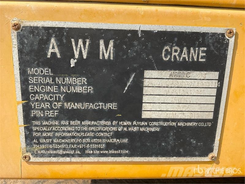 AWM C25E 25 ton 6x4 Hydraulic Truck Crane Roomikkraanad