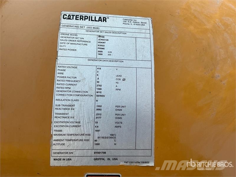 CAT 3516B 2000 kVA Skid-Mounted Generator Set مولدات ديزل