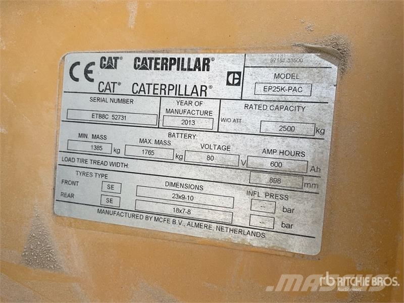 CAT EP25K-PAC 2.5 ton Electric Forklift Elektritõstukid