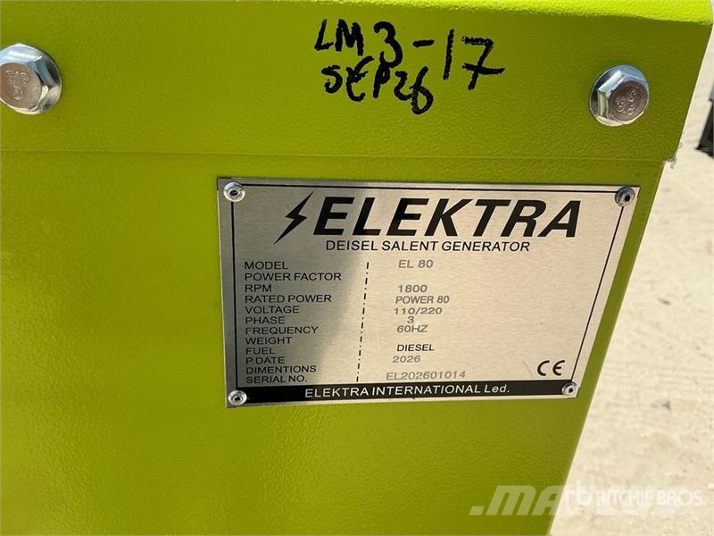  Elektra EL80 80 kVA Skid-Mounted Generator Set (Un مولدات ديزل