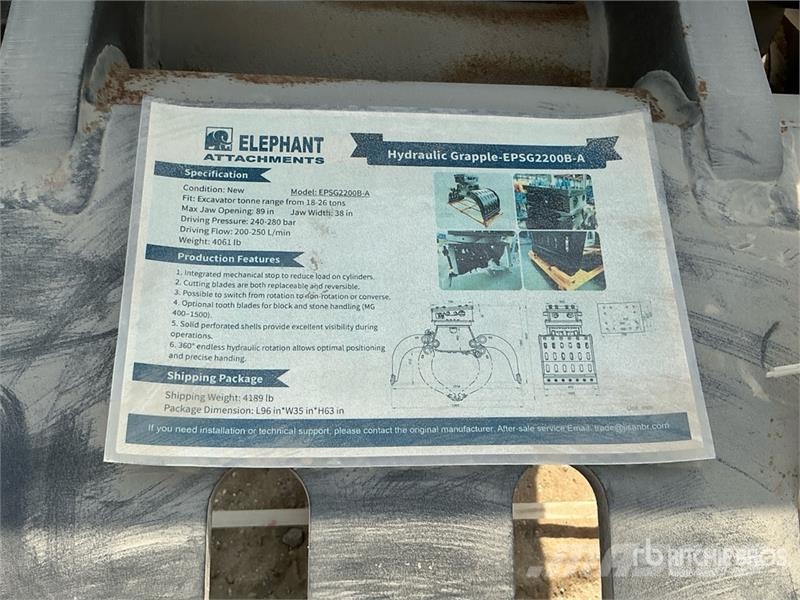 Elephant EPSG200B-A Demolition Grapple - Fits 18 - Grijpers