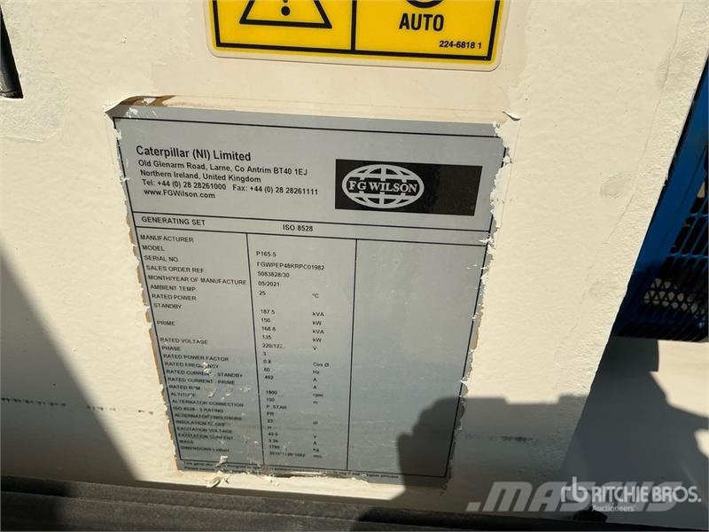 FG Wilson P165-5 187.5 kVA Skid-Mounted Generator Set مولدات ديزل