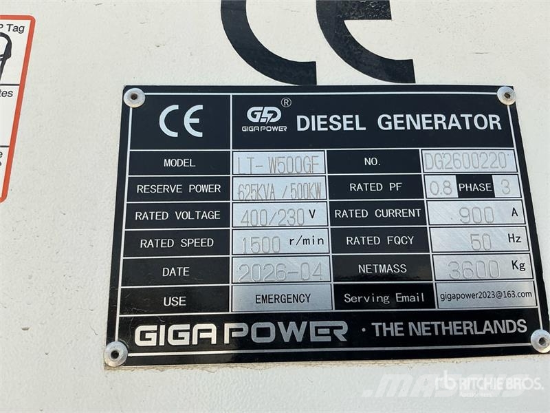 Giga Power LT-W500GF 625 kVA Skid-Mounted Generator Set Dízel áramfejlesztők