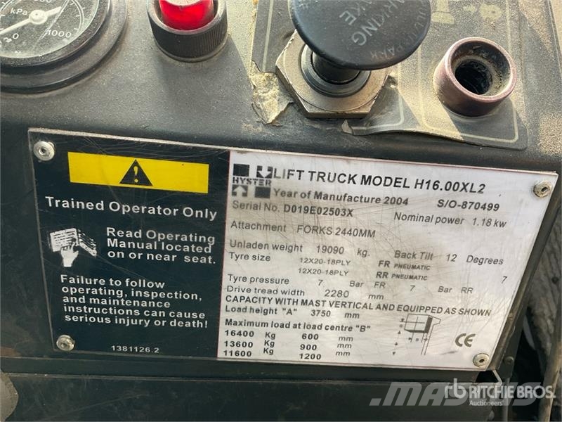 Hyster H16.00XL2 16 ton Forklift Інше