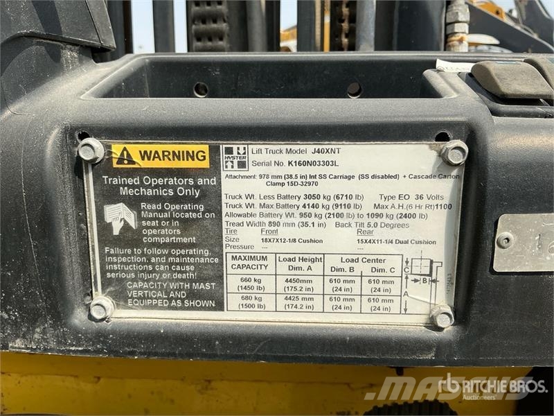 Hyster J40XNT 4 ton Without charger Electric Forklift Elektromos targoncák