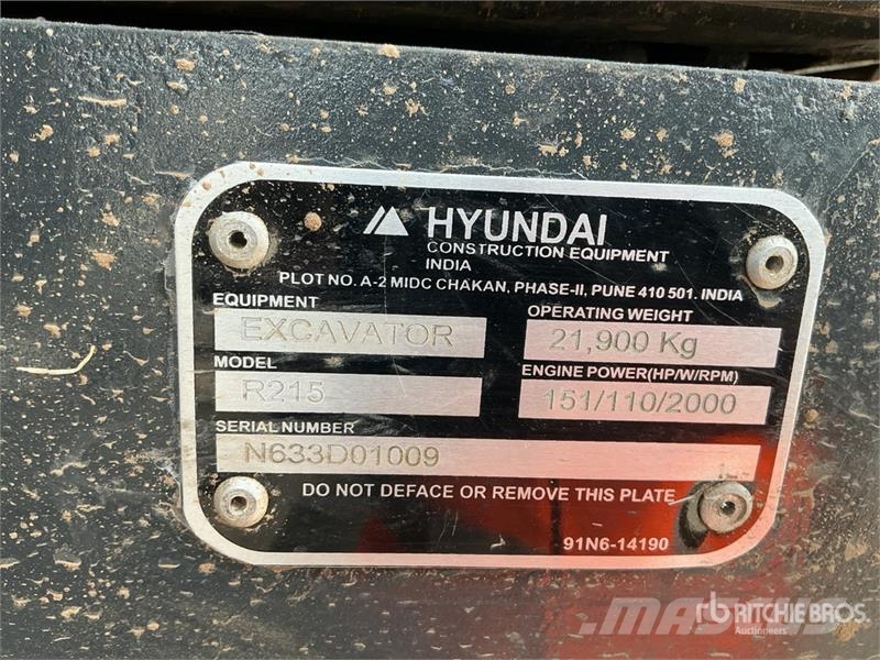 Hyundai R215 Tracked Excavator Гусеничні екскаватори