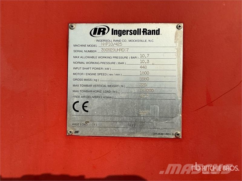 Ingersoll Rand NHP10/425 Skid-Mounted Air Compressor (Inoperable) مكابس