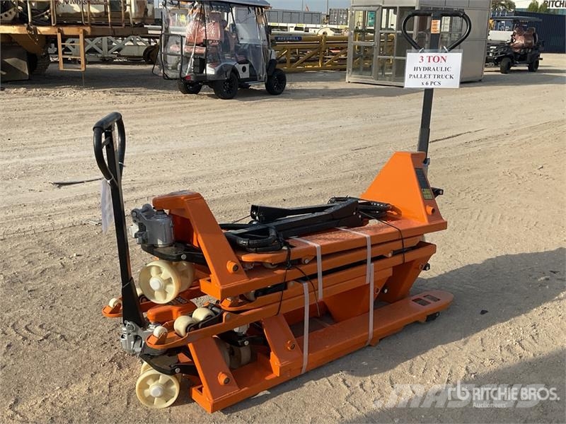 Quantity of (6) 3.0TON Hydraulic Pallet Jack (Unu شاحنة يدوية بمنصة نقالة