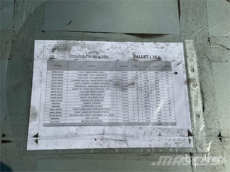  Quantity of Spare Parts (Unused) - Fits Toyota Lan مكونات أخرى