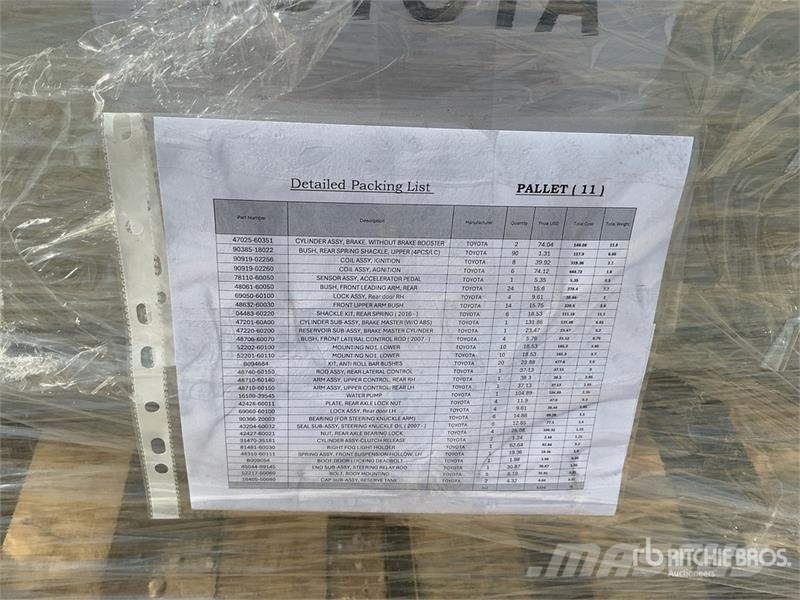  Quantity of Spare Parts (Unused) - Fits Toyota Lan مكونات أخرى