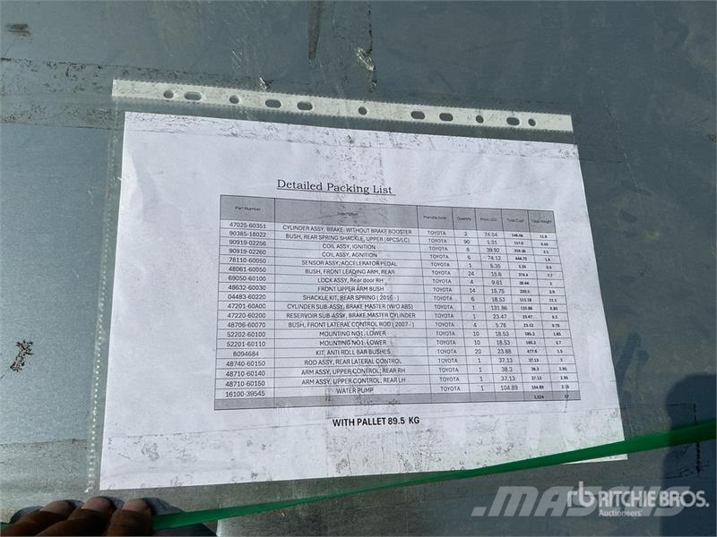  Quantity of Spare Parts (Unused) - Fits Toyota Lan مكونات أخرى