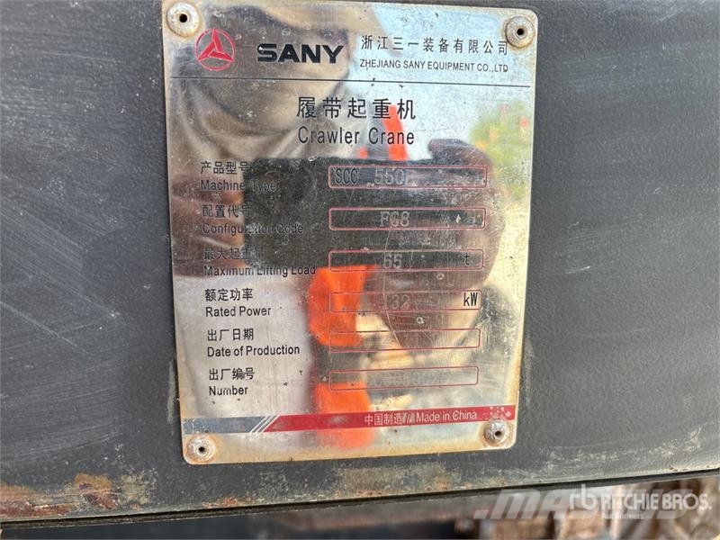 Sany SC550E 55 ton Lattice-Boom Crawler Crane Grue sur chenilles