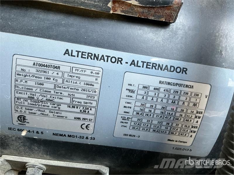Sdmo R22 22 kVA Skid-Mounted Generator Set (Inoperable) Diesel Generatorer