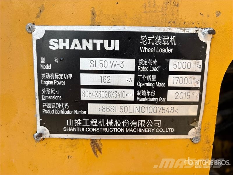 Shantui SL50W-3 Wheel Loader Cargadoras sobre ruedas
