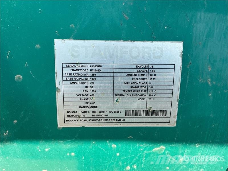 Stamford 1250 kVA Skid-Mounted Generator Set Diesel Generatorer