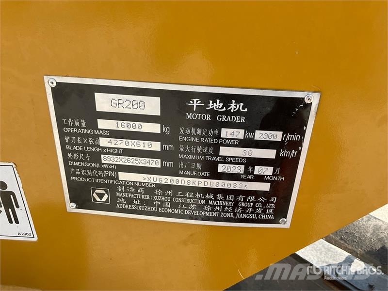 XCMG GR200 Motor Grader Greiderid