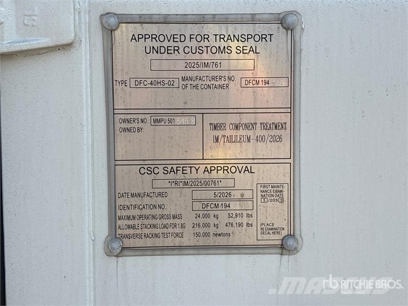  40 ft High Cube Multi-Door Storage Container (Unus Storage containers