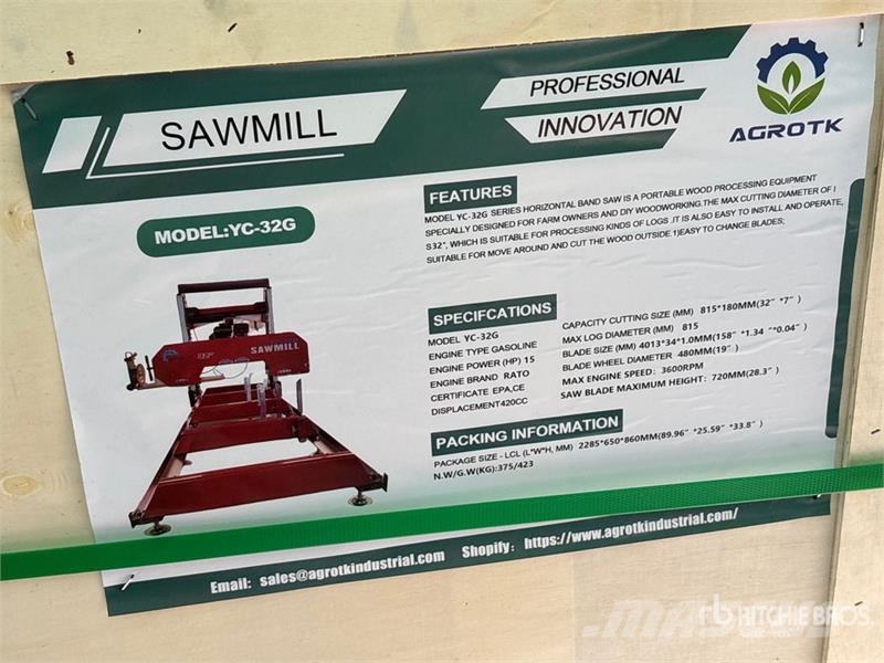AGT YC32-G Portable Sawmill (Unused) 鋸木機