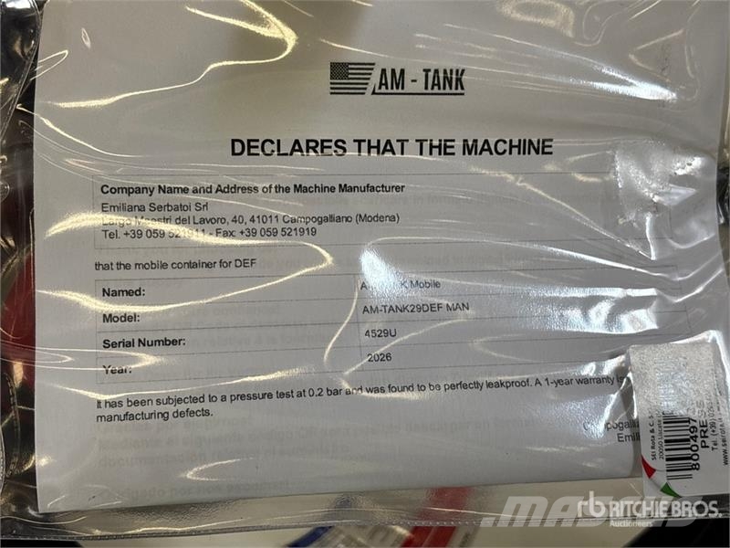 AM Tank AM-TANK29DEF MAN 29 gal Portable Poly DEF Fue Fuel and additive tanks