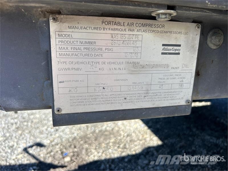 Atlas Copco XAS 185 185 cfm Mobile Air Compressor Compresores