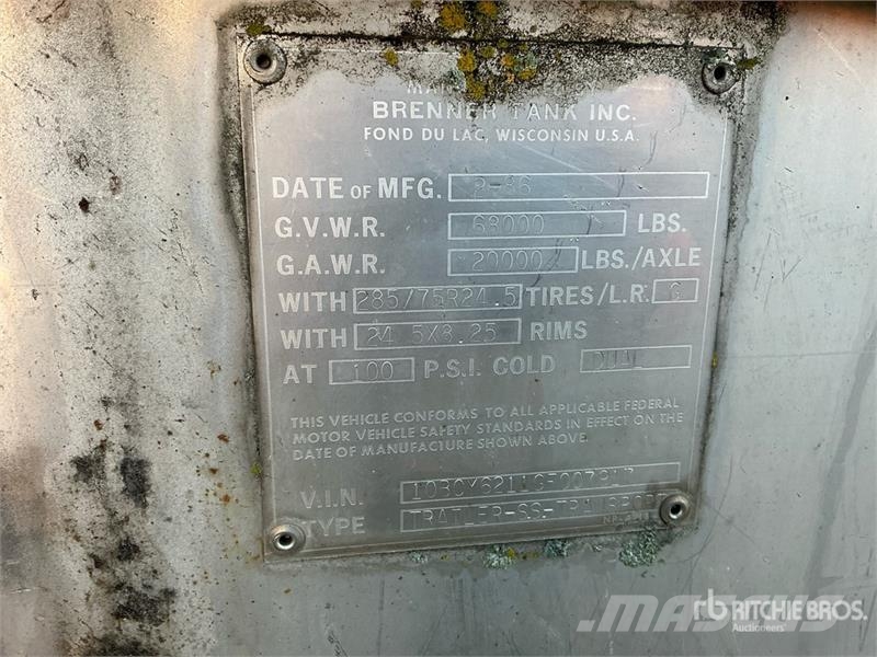 Brenner 6200 gal T/A Water Tank Trailer Drugi tovornjaki