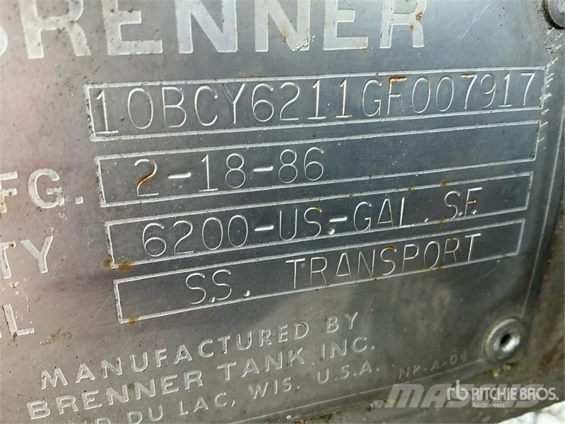 Brenner 6200 gal T/A Water Tank Trailer Drugi tovornjaki