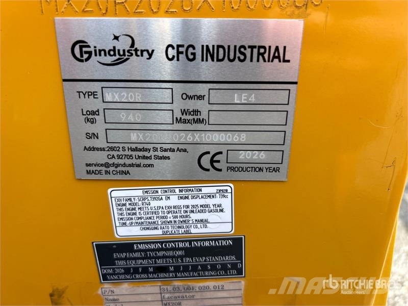 CFG MX20R Mini Excavator (Unused) Miniexcavadoras